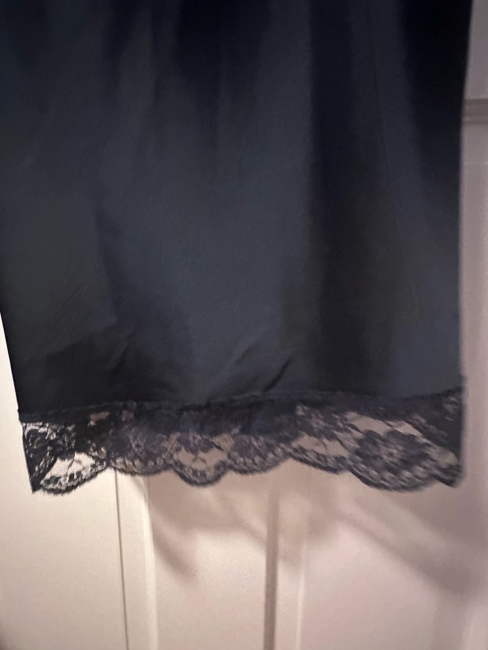 Abercrombie Satin Lace-Trim Slip Dress in Deep Navy - Picture 7 of 8